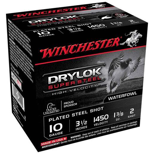Winchester Drylok Super Steel 10 Gauge 3-1/2in #2 1-3/8oz Waterfowl Shotshells – 25 Rounds – #2