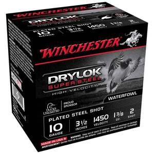 Winchester Drylok Super Steel 10 Gauge 3-1/2in #2 1-3/8oz Waterfowl Shotshells - 25 Rounds Winchester Drylok Super Steel 10 Gauge 3-1/2in #2 1-3/8oz Waterfowl Shotshells - 25 Rounds