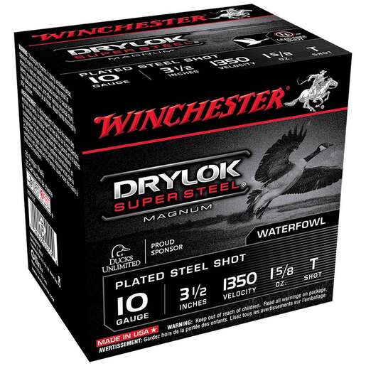 Winchester Drylok Super Steel 10 Gauge 3-1/2in T 1-5/8oz Waterfowl Shotshells Ammo - 25 Rounds Ammo - T 25 Rounds - T Ammo