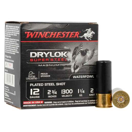 Winchester DryLok Super Steel 12 Gauge 2-3/4in #2 1-1/4oz Waterfowl Shotshells Ammo - 25 Rounds Ammo - #2 25 Rounds - #2 Ammo
