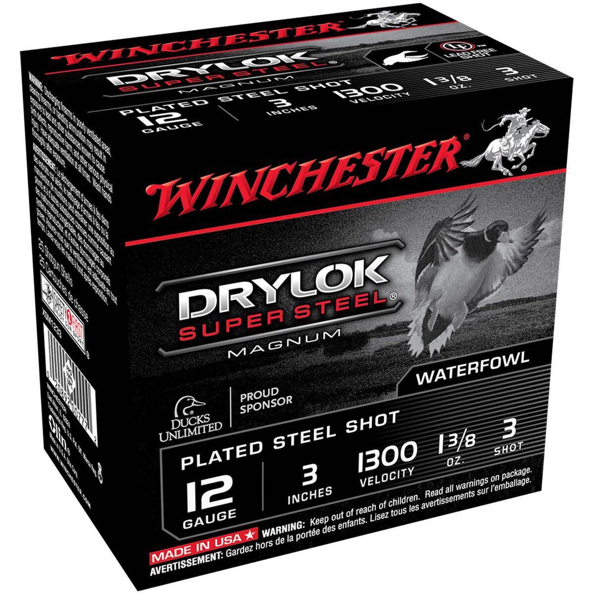 Winchester Drylok Super Steel 12 Gauge 3in #3 1 3/8oz Waterfowl Shotshells - 25 Rounds Winchester Drylok Super Steel 12 Gauge 3in #3 1 3/8oz Waterfowl Shotshells - 25 Rounds