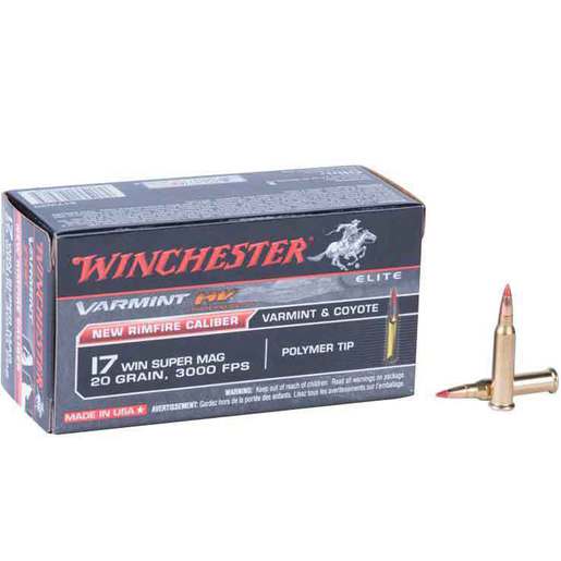 Winchester Elite Varmint HV 17 Winchester Super Mag 20gr Polymer Tip Rimfire Ammo – 50 Rounds