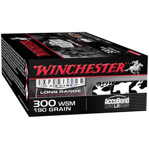 Winchester Expedition Big Game Long Range 300 WSM (Winchester Short Mag) 190gr Accubond Rifle Ammo - 20 Rounds