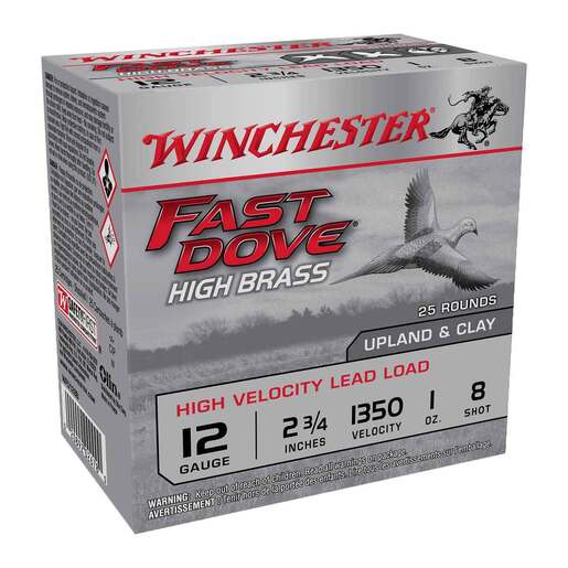 Winchester Fast Dove High Brass 12 Gauge 2-3/4in #8 1oz Upland Shotshells – 25 Rounds – #8