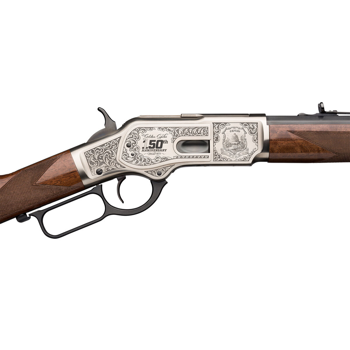 Winchester Golden Spike 150th Anniversary Model 1873 Polished Blued Lever Action Rifle - 44-40 Winchester Winchester Golden Spike 150th Anniversary Model 1873 Polished Blued Lever Action Rifle - 44-40 Winchester