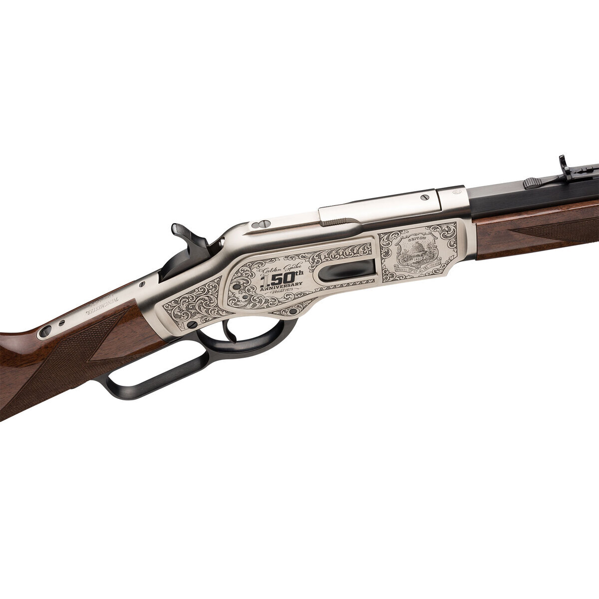 Winchester Golden Spike 150th Anniversary Model 1873 Polished Blued Lever Action Rifle - 44-40 Winchester Winchester Golden Spike 150th Anniversary Model 1873 Polished Blued Lever Action Rifle - 44-40 Winchester