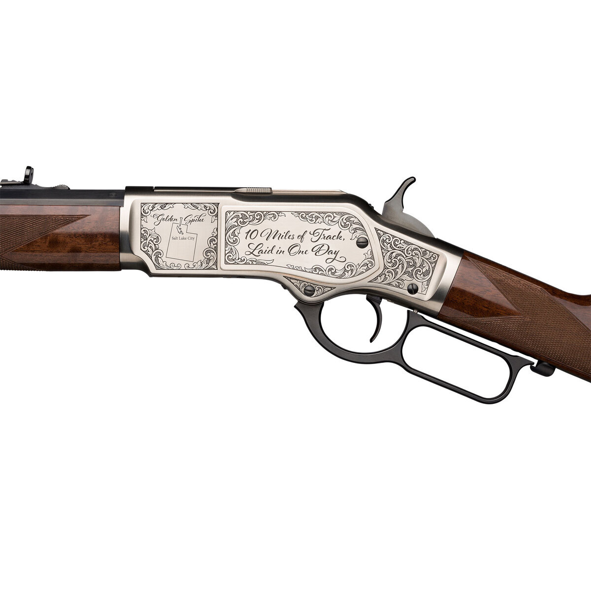 Winchester Golden Spike 150th Anniversary Model 1873 Polished Blued Lever Action Rifle - 44-40 Winchester Winchester Golden Spike 150th Anniversary Model 1873 Polished Blued Lever Action Rifle - 44-40 Winchester