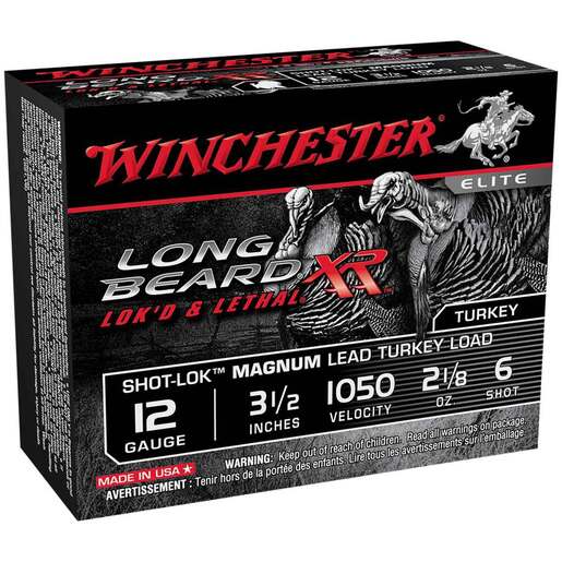 Winchester Long Beard XR 12 Gauge 3-1/2in #6 2-1/8oz Turkey Shotshells – 10 Rounds – #6