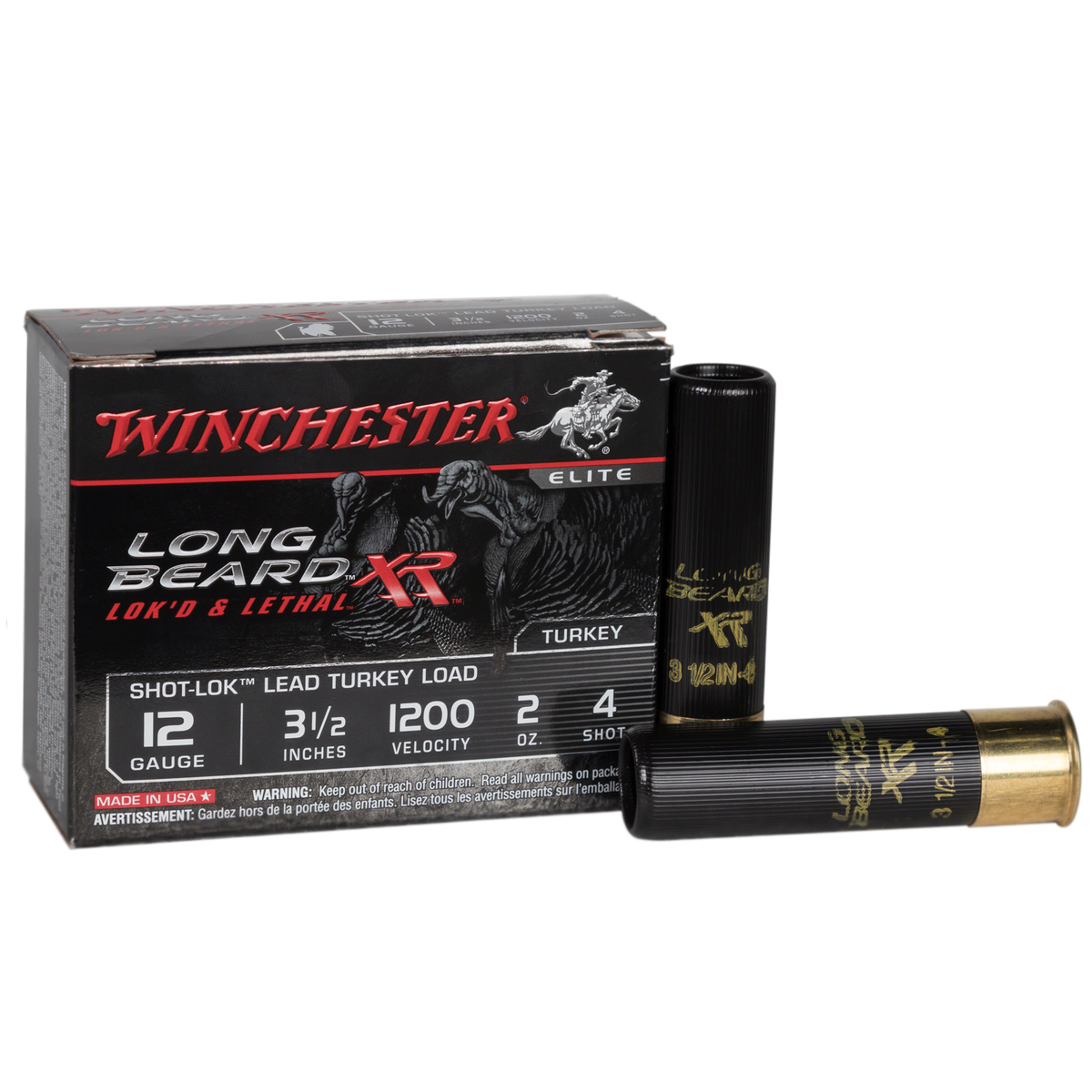 Winchester Long Beard XR Shot-Lok Turkey 12 Gauge 3-1/2in #4 2oz Turkey Shotshells - 10 Rounds Winchester Long Beard XR Shot-Lok Turkey 12 Gauge 3-1/2in #4 2oz Turkey Shotshells - 10 Rounds