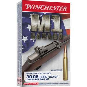 Winchester M1 Garand 30-06 Springfield 150gr Full Metal Jacket Rifle Ammo - 20 Rounds