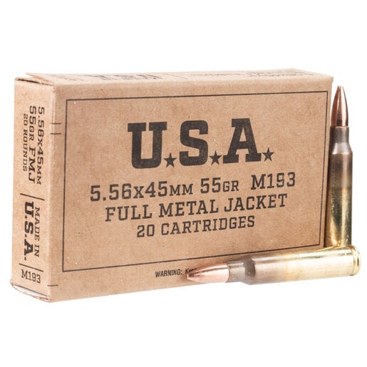 Winchester M193 5.56mm NATO 55gr FMJ Centerfire Rifle Ammo Ammo - 20 Rounds 20 Rounds Ammo