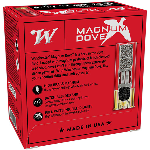 Winchester Magnum Dove 12 Gauge 2-3/4in #7.5 9 Shot Blend 1-1/4oz Shotshell Ammo - 25 Rounds #7.5 9 25 Rounds #7.5 9 Ammo