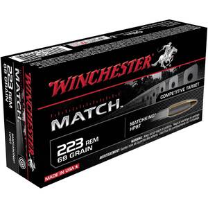 Winchester Match 223 Remington 69gr HPBT Rifle Ammo - 20 Rounds