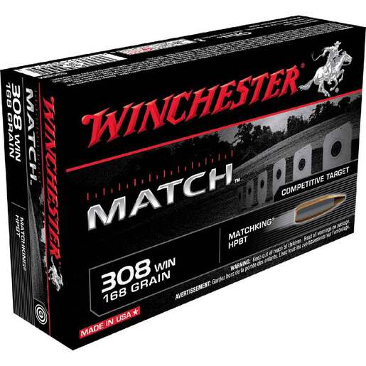 Winchester Match 308 Winchester 169gr Hollow Point Boat Tail Rifle Ammo Ammo - 20 Rounds 20 Rounds Ammo