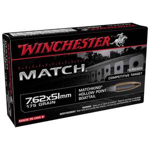 Winchester Match 7.62mm NATO 175gr SMBTHP Rifle Ammo - 20 Rounds