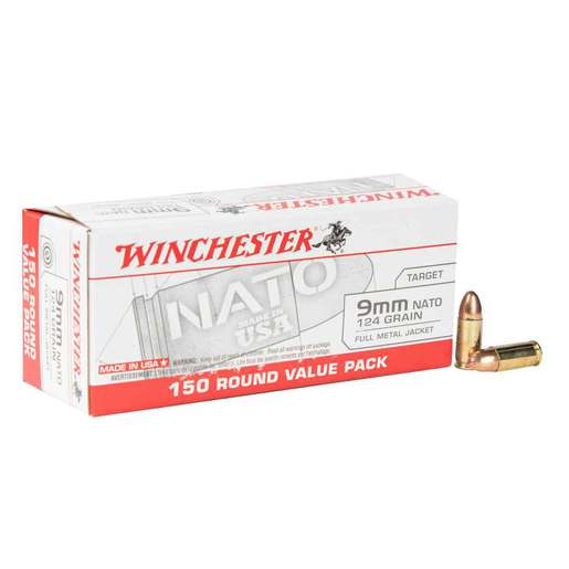 Winchester Nato 9mm Luger 124gr FMJ Handgun Ammo Ammo - 150 Rounds 150 Rounds Ammo