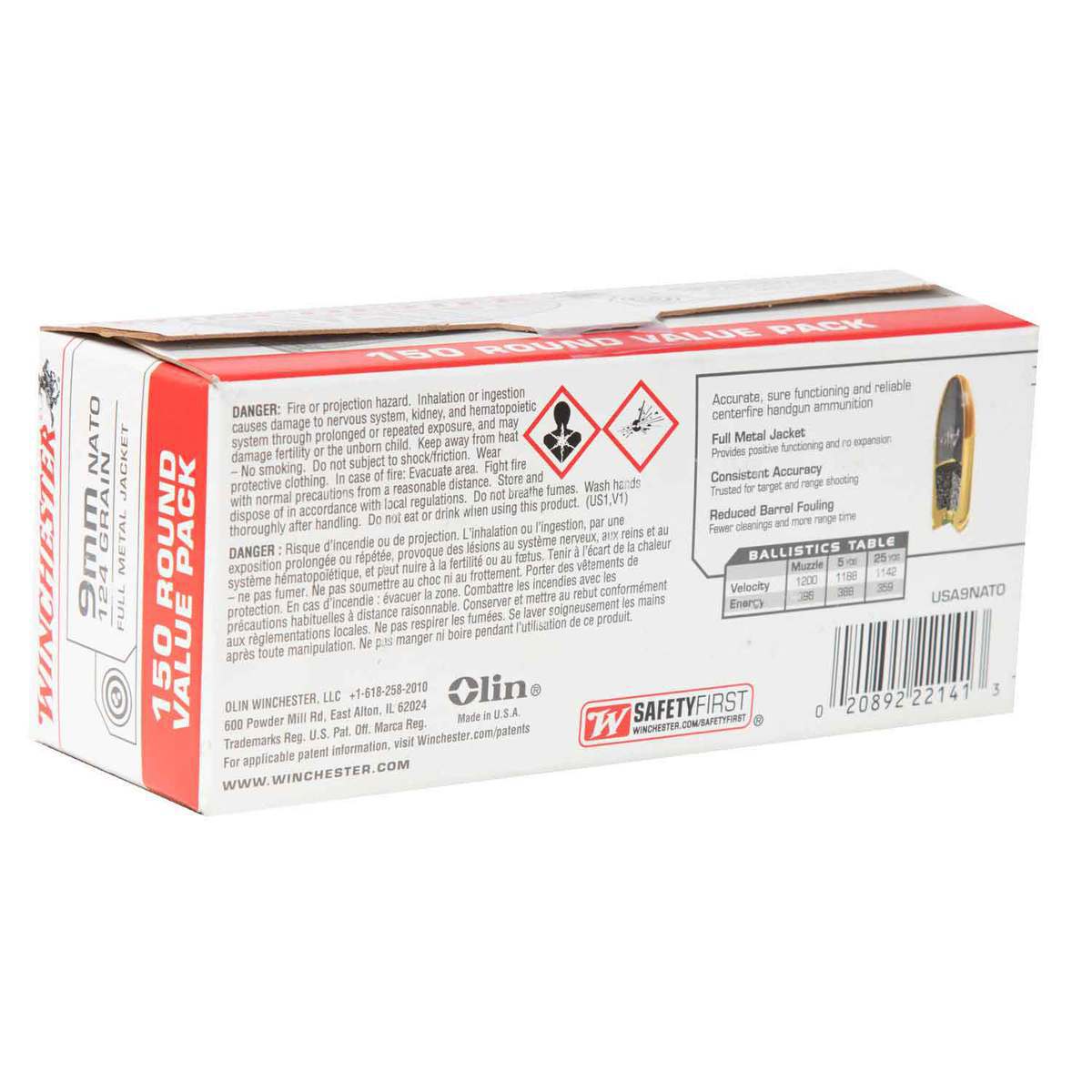 Winchester Nato 9mm Luger 124gr FMJ Handgun Ammo - 150 Rounds Winchester Nato 9mm Luger 124gr FMJ Handgun Ammo - 150 Rounds