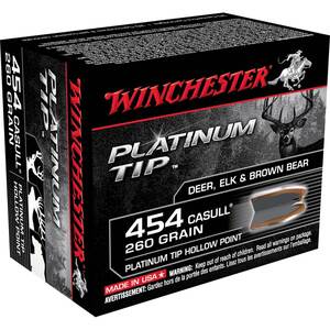 Winchester Platinum Tip 454 Casull 260gr Hollow Point Handgun Ammo - 20 Rounds Winchester Platinum Tip 454 Casull 260gr Hollow Point Handgun Ammo - 20 Rounds