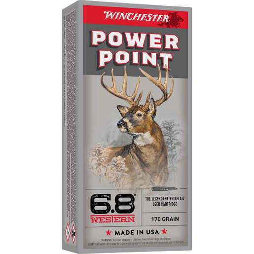 Winchester Power Point 6.8mm Western 170gr Power-Point Rifle Ammo Ammo - 20 Rounds 20 Rounds Ammo