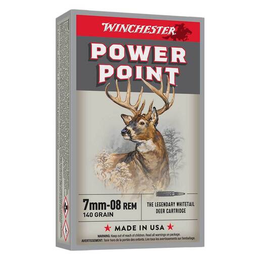 Winchester Power Point 7mm-08 Remington 140gr PP Rifle Ammo Ammo - 20 Rounds 20 Rounds Ammo