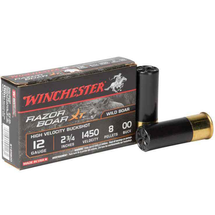 Winchester Razorback XT 12 Gauge 2-3/4in 00 Buck Buckshot Shotshells - 5 Rounds Winchester Razorback XT 12 Gauge 2-3/4in 00 Buck Buckshot Shotshells - 5 Rounds