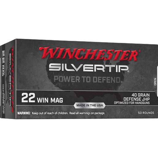 Winchester Silvertip 22 WMR (22 Mag) 40gr Jacketed Hollow Point Rimfire Ammo – 50 Rounds