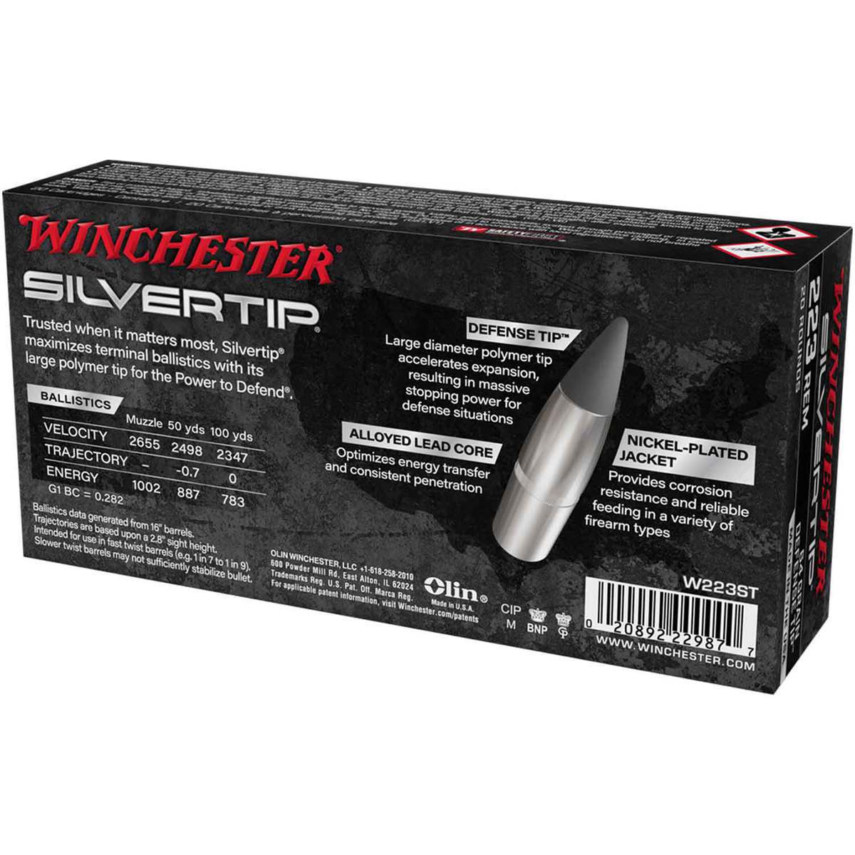 Winchester Silvertip 223 Remington 64gr Rifle Ammo - 20 Rounds Winchester Silvertip 223 Remington 64gr Rifle Ammo - 20 Rounds