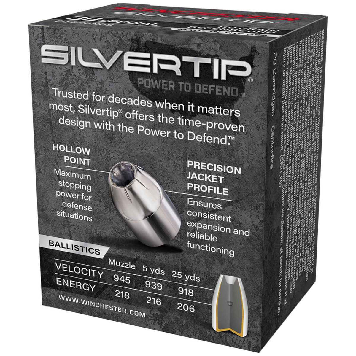 Winchester Silvertip 38 Special 110gr JHP Handgun Ammo - 20 Rounds Winchester Silvertip 38 Special 110gr JHP Handgun Ammo - 20 Rounds