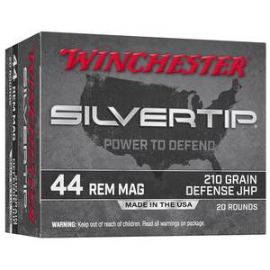 Winchester Silvertip 44 Magnum 210gr JHP Centerfire Handgun Ammo - 20 Rounds