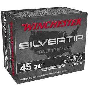 Winchester Silvertip 45 (Long) Colt 225gr JHP Centerfire Handgun Ammo - 20 Rounds Winchester Silvertip 45 (Long) Colt 225gr JHP Centerfire Handgun Ammo - 20 Rounds