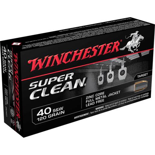 Winchester Super Clean 40 S&W 120gr FMJ Handgun Ammo Ammo - 50 Rounds 50 Rounds Ammo