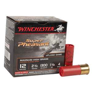 Winchester Super Pheasant 12 Gauge 2-3/4in #4 1-3/8oz Upland Shotshells - 25 Rounds Winchester Super Pheasant 12 Gauge 2-3/4in #4 1-3/8oz Upland Shotshells - 25 Rounds