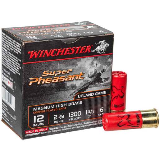 Winchester Super Pheasant 12 Gauge 2-3/4in #6 1-3/8oz Upland Shotshells Ammo - 25 Rounds Ammo - #6 25 Rounds - #6 Ammo