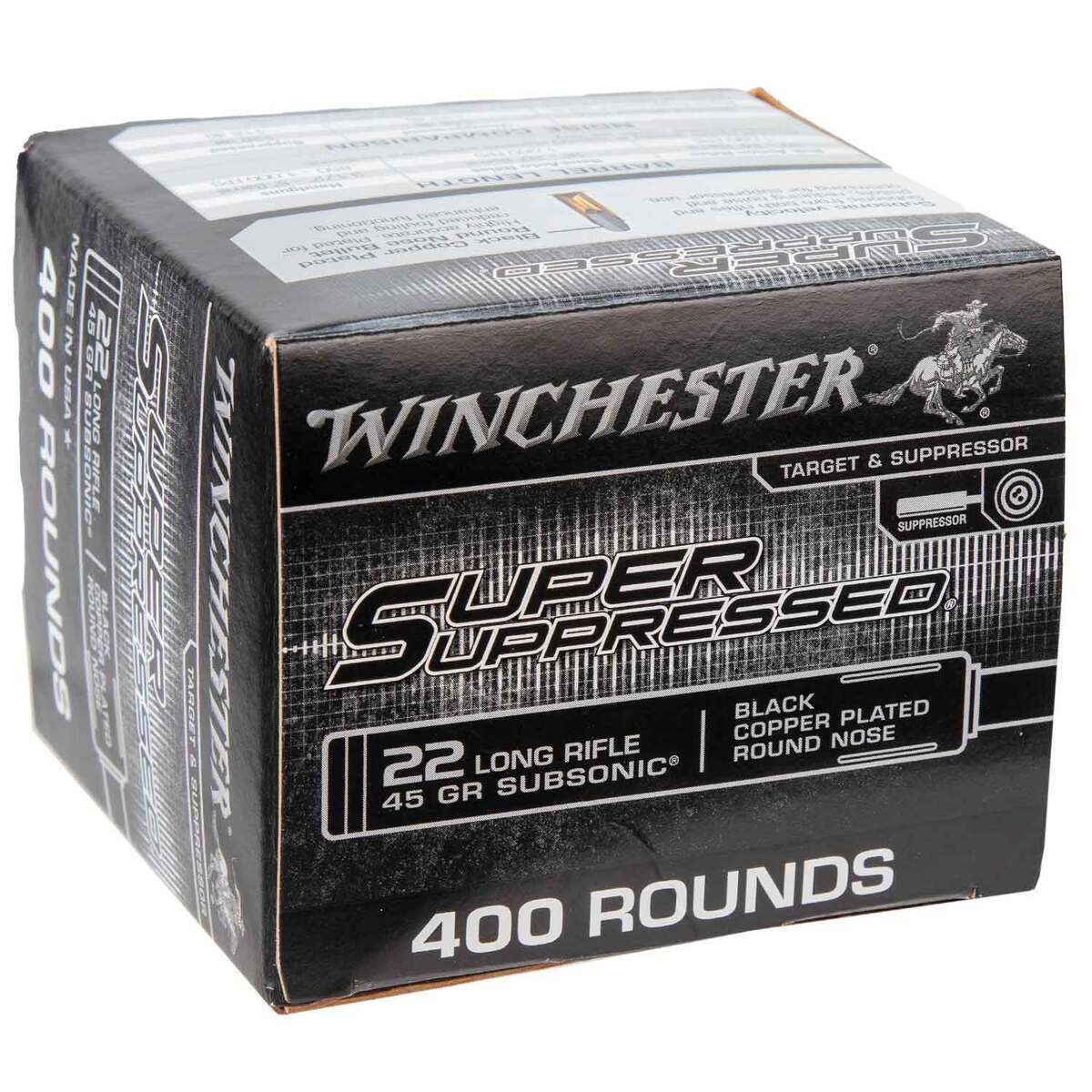Winchester Super Suppressed 22 Long Rifle 45gr Rimfire Ammo - 400 Rounds Winchester Super Suppressed 22 Long Rifle 45gr Rimfire Ammo - 400 Rounds