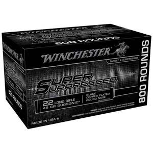 Winchester Super Suppressed 22 Long Rifle 45gr LRN Rimfire Ammo - 800 Rounds