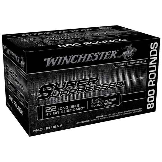 Winchester Super Suppressed 22 Long Rifle 45gr BCPRN Rimfire Ammo Ammo - Bulk 800 Rounds Bulk 800 Rounds Ammo