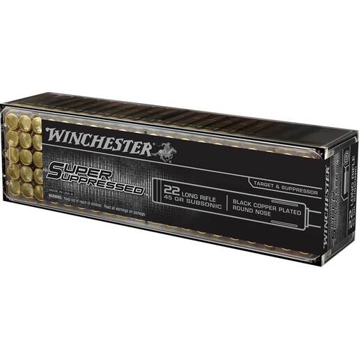 Winchester Super Suppressed 22 Long Rifle 45gr Round Nose Rimfire Ammo Ammo - 100 Rounds 100 Rounds Ammo