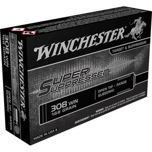 Winchester Super Suppressed 308 Winchester 168gr Open Tip Subsonic Rifle Ammo - 20 Rounds