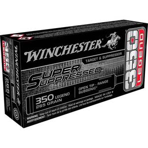 Winchester Super Suppressed 350 Legend 265gr Open Tip Subsonic Rifle Ammo - 20 Rounds