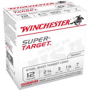 Winchester Super Target 12 Gauge 2-3/4in 1-1/8oz #7 Steel Shotshells - 25 Rounds