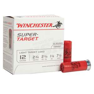 Winchester Super Target 12 Gauge 2-3/4in #7.5 1-1/8oz Light Target Shotshells - 25 Rounds
