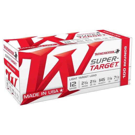 Winchester Super Target 12 Gauge 2-3/4in #7.5 1-1/8oz Target Shotshells Ammo - 100 Rounds Ammo - #7.5 100 Rounds - #7.5 Ammo