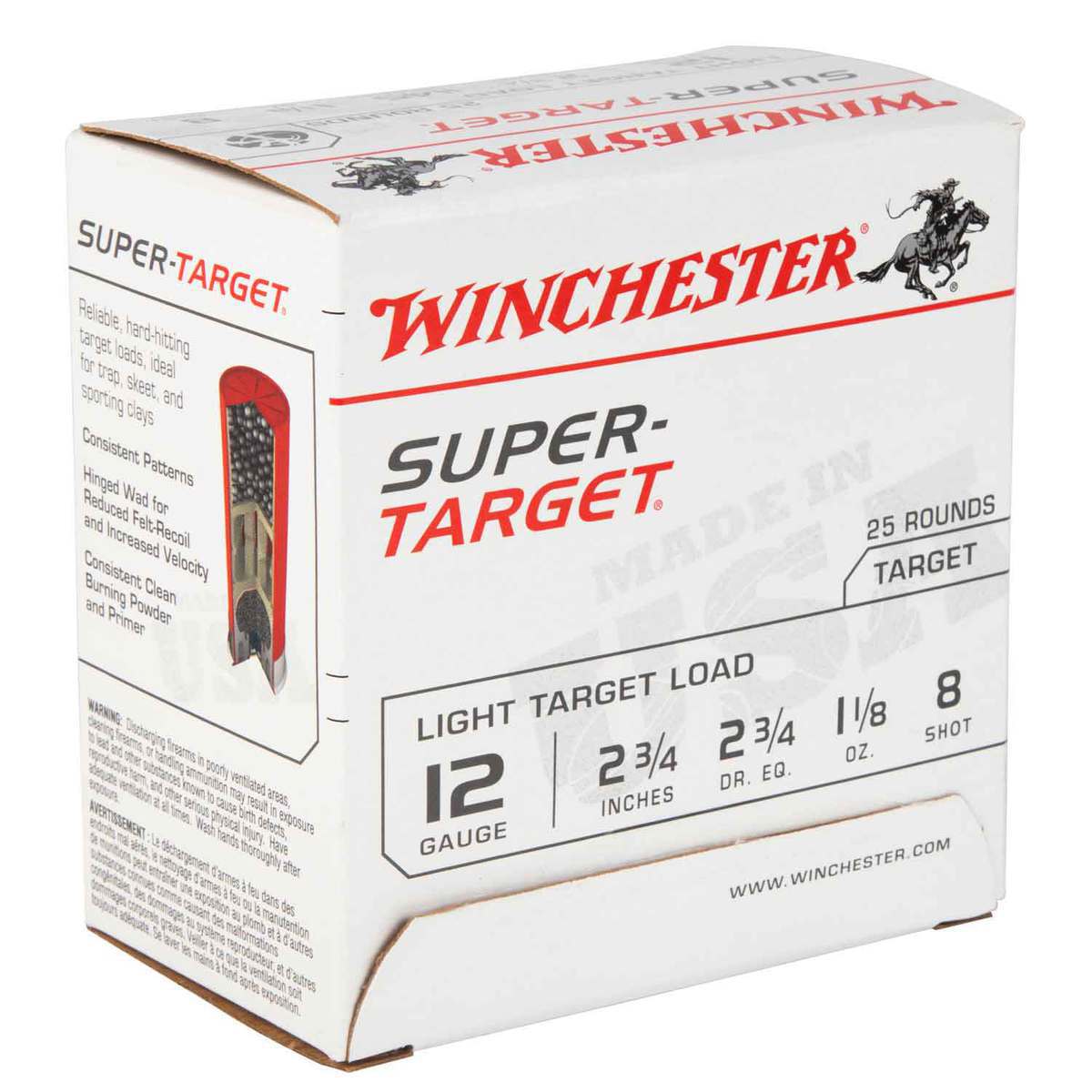 Winchester Super Target 12 Gauge 2-3/4in #8 1-1/8oz Light Target Shotshells - 25 Rounds Winchester Super Target 12 Gauge 2-3/4in #8 1-1/8oz Light Target Shotshells - 25 Rounds