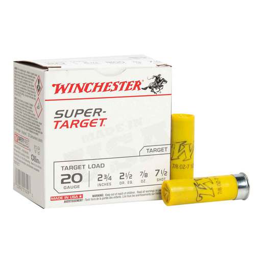 Winchester Super Target 20 Gauge 2-3/4in #7.5 7/8oz Target Shotshells Ammo - 25 Rounds Ammo - #7.5 25 Rounds - #7.5 Ammo