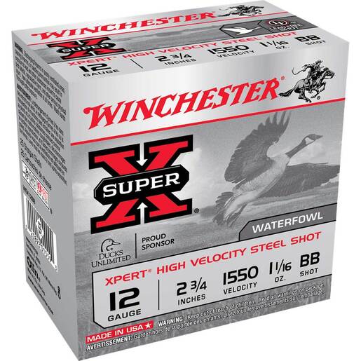 Winchester Super-X 12 Gauge 2-3/4in 1-1/16oz BB Waterfowl Shotshells – 25 Rounds – BB
