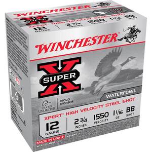 Winchester Super-X 12 Gauge 2-3/4in 1-1/16oz BB Waterfowl Shotshells - 25 Rounds