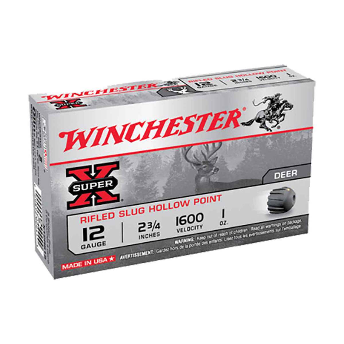 Winchester Super X 12 Gauge 2-3/4in 1oz Slug Shotshells - 5 Rounds Winchester Super X 12 Gauge 2-3/4in 1oz Slug Shotshells - 5 Rounds