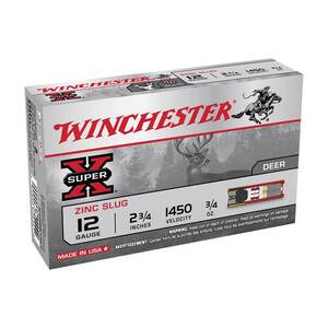 Winchester Super X 12 Gauge 2-3/4in 3/4oz Slug Shotshells - 5 Rounds