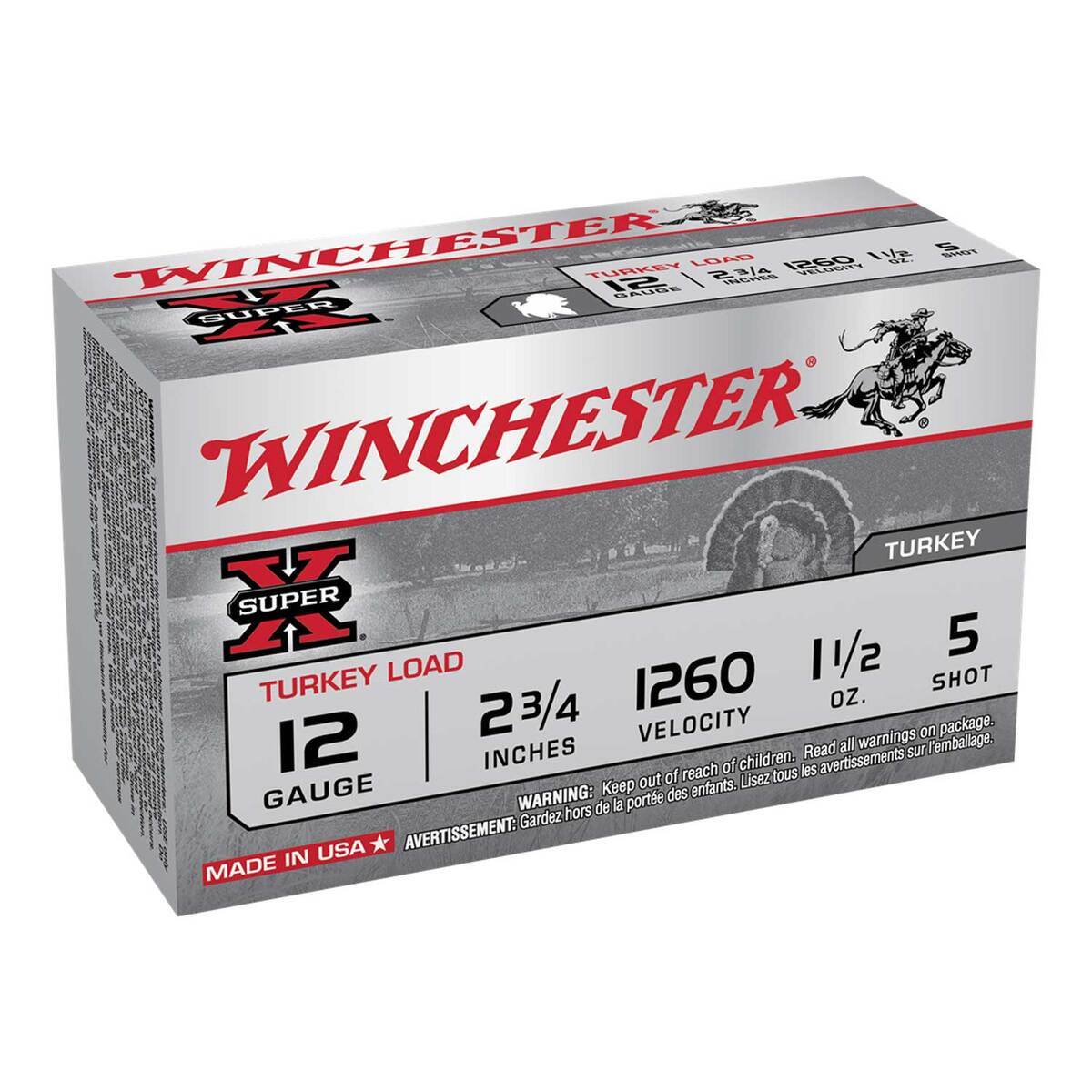 Winchester Super X 12 Gauge 2-3/4in #5 1-1/2oz Turkey Shotshells - 10 Rounds Winchester Super X 12 Gauge 2-3/4in #5 1-1/2oz Turkey Shotshells - 10 Rounds