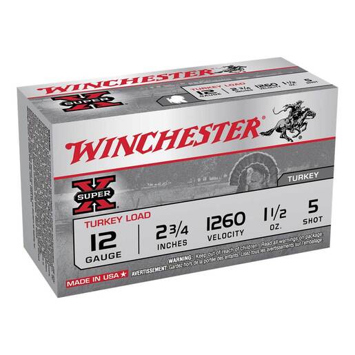 Winchester Super X 12 Gauge 2-3/4in #5 1-1/2oz Turkey Shotshells Ammo - 10 Rounds Ammo - #5 10 Rounds - #5 Ammo